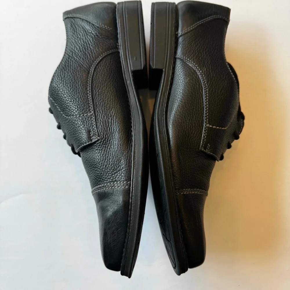 Sandro‎ Moscoloni Men 10.5D Black Pebbled Leather Cap Toe Oxford Dress Shoes